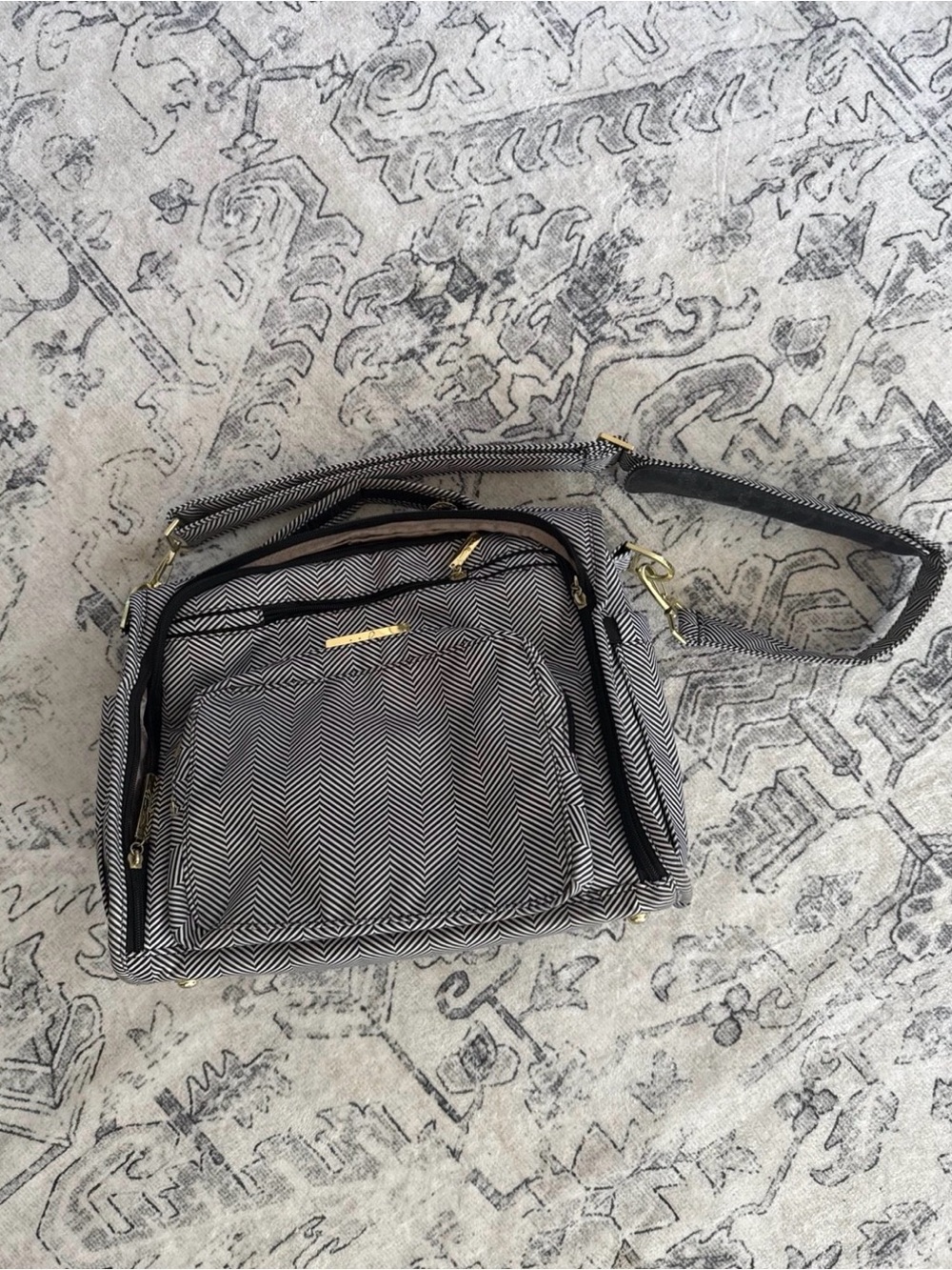 Chevron Diaper Bag Bag in Black & White